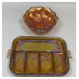 Two Pieces Of Carnival Glass