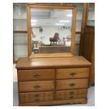 6 Drawer Maple Dresser with Mirror