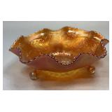 Fenton Marigold Footed Carnival Glass Bowl