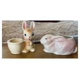 Two Vintage Rabbit Planters
