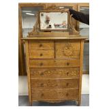 Antique Oak Wig Box Highboy