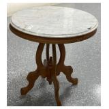 Marble Top Walnut Lamp Table