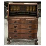 Mahogany Serpentine Front Secretary Desk