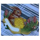 Vintage EASTER Basket w/ Eggs Honeycomb Tissue