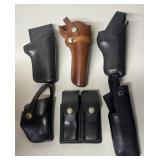 5 - Leather Pistol Holsters & Mag Holder