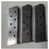 3 - Colt 1911 7 rnd Stainless Magazines