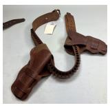 Brown Leather Gun Belt & 2 Holsters