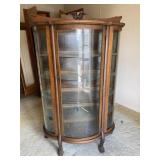 Antique Oak Curved Glass China Cabinet