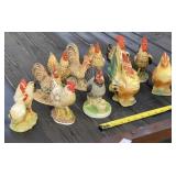 Porcelain and Ceramic Chicken Figurines