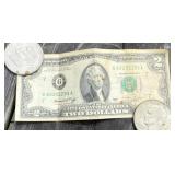 Ike Dollars and $2 Bill