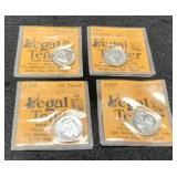 (4) Silver Proof R. Dimes: 1958, 59, 63, 64