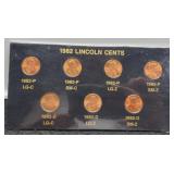 Display Of 7 1982 L. cent Varieties BU