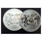 (2) 3/4 Troy Oz. Silver 1812-2012 Canada Dollars