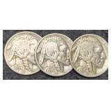 (3) 1936 Buffalo Nickels P,D,S
