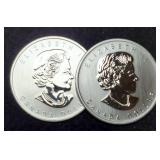 (2) 3/4 Troy Oz. Silver 1812-2012 Canada Dollars