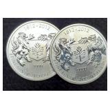 (2) 3/4 Troy Oz. Silver 1812-2012 Canada Dollars