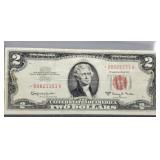 1963A $2 Red Seal Star Note XF w/ 3/8" Tear