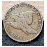 1858 LL Flying Eagle Cent F