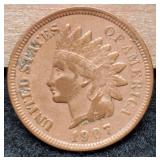 1907 Indian Head Cent w/ Partial Liberty
