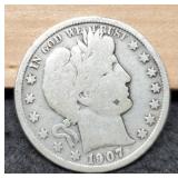 1907-S Barber Half Dollar