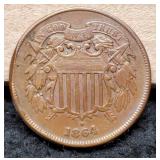 1864 Two Cent Visible WE