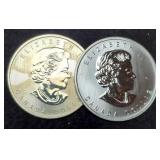 (2) 3/4 Troy Oz. Silver 1812-2012 Canada Dollars
