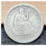 1853 Liberty Seated Quarter Arrows & Rays F12