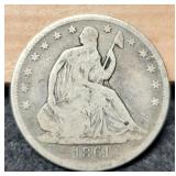 1861 Liberty Seated Half Dollar VG8