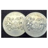 (2) 3/4 Troy Oz. Silver 1812-2012 Canada Dollars