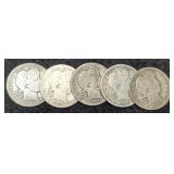 (5) Barber Quarters: 1890, 94, 09, 14, 15
