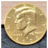 2000 K. Half Dollar Gold Plated Color Enhanced
