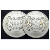 (2) 3/4 Troy Oz. Silver 1812-2012 Canada Dollars