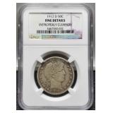 1912-D Slab Barber Half Dollar NGC F Cleaned