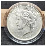 1927-D Peace Dollar AU In Capsule