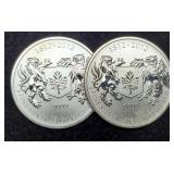 (2) 3/4 Troy Oz. Silver 1812-2012 Canada Dollars