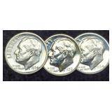 (3) Silver Proof R. Dimes: 1959, 2- 64