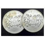 (2) 3/4 Troy Oz. Silver 1812-2012 Canada Dollars