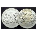 (2)  3/4 Troy Oz. Silver 1812-2012 Canada Dollars