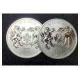 (2) 3/4 Troy Oz. Silver 1812-2012 Canada Dollar