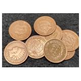 (8) Different Indian Head Cents 1900-1908