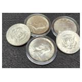(5) 40% Silver K. Half Dollars Unc.