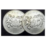 (2) 3/4 Troy Oz. Silver 1812-2012 Canada Dollars