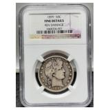 1899 Slab Barber Half Dollar NGC F Rev. Damage