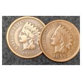 (2) Indian Head Cents 1899, 1907