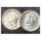 (2) M. Dimes MS65: 1941-D, 44
