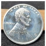 1 Troy Oz. Silver Round "Lincoln Cent"