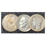 (3) Silver Dimes: 1900, 1916, 1960