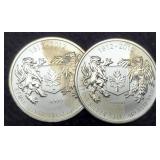 (2) 3/4 Troy Oz. Silver 1812-2012 Canada Dollars