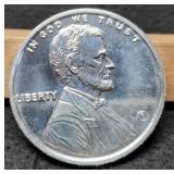 1 Troy Oz. Silver Round "Lincoln Cent"