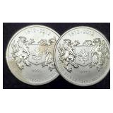 (2) 3/4 Troy Oz. Silver 1812-2012 Canada Dollars